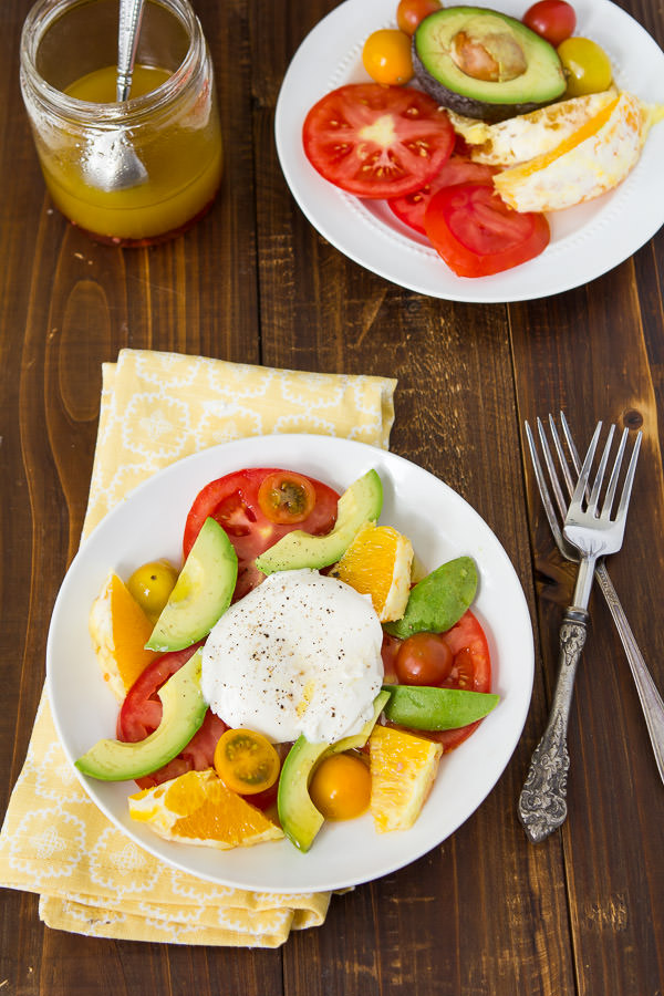 burrata fruit salad with simple dressing