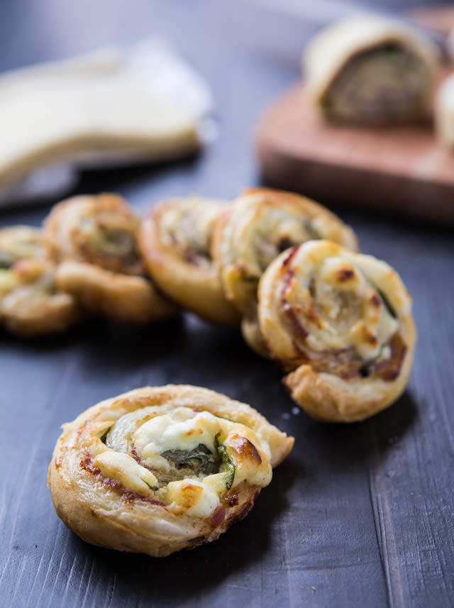 pancetta and spinach pinwheels