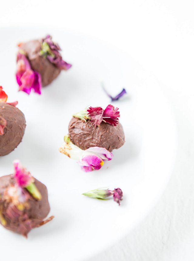 edible flower chocolate truffles